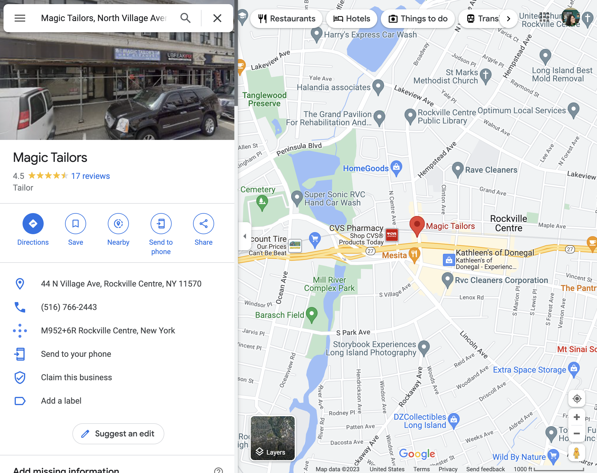 Google Maps location of Magic Tailor's