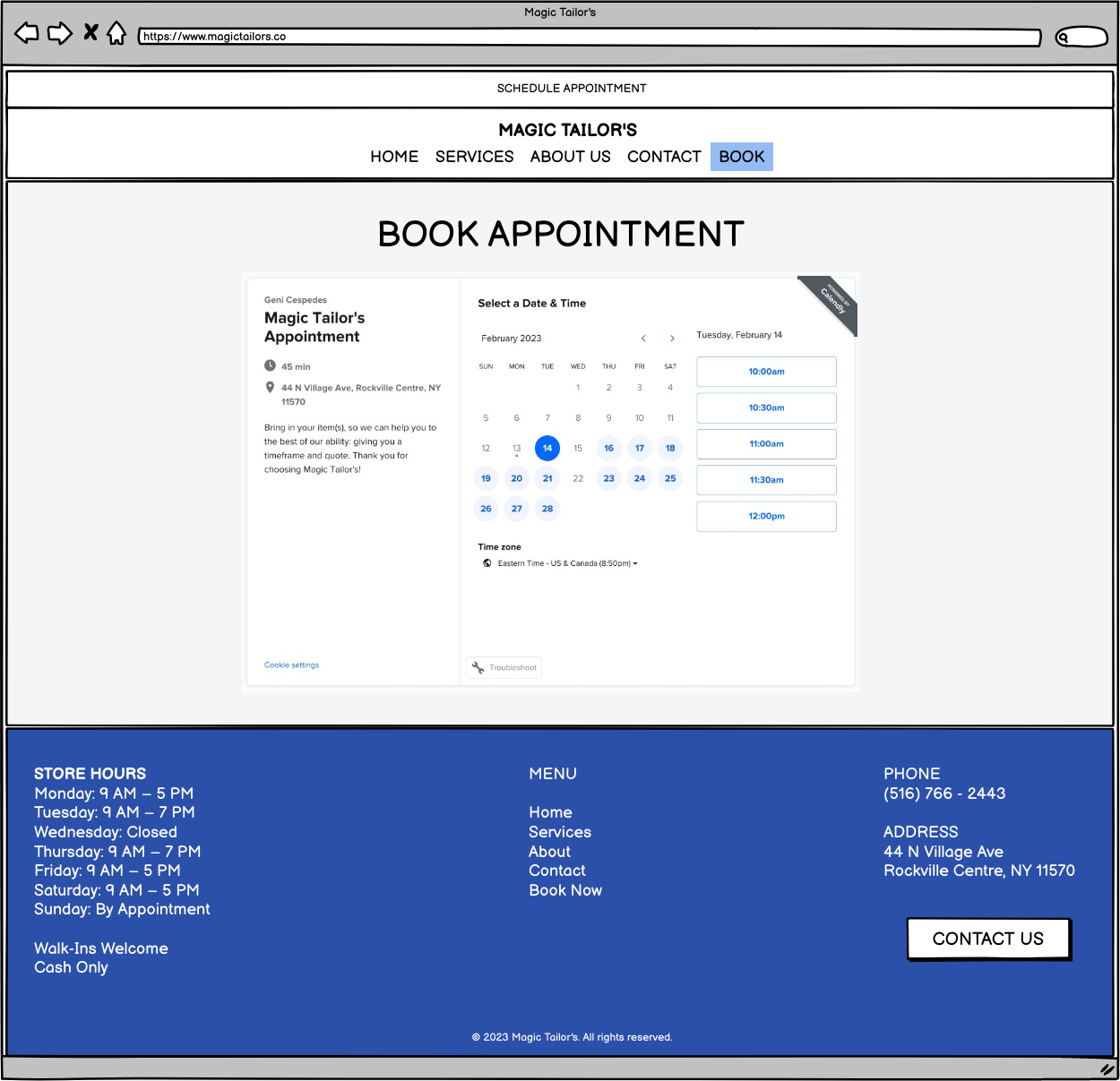 Magic Tailor's Appointment Page
